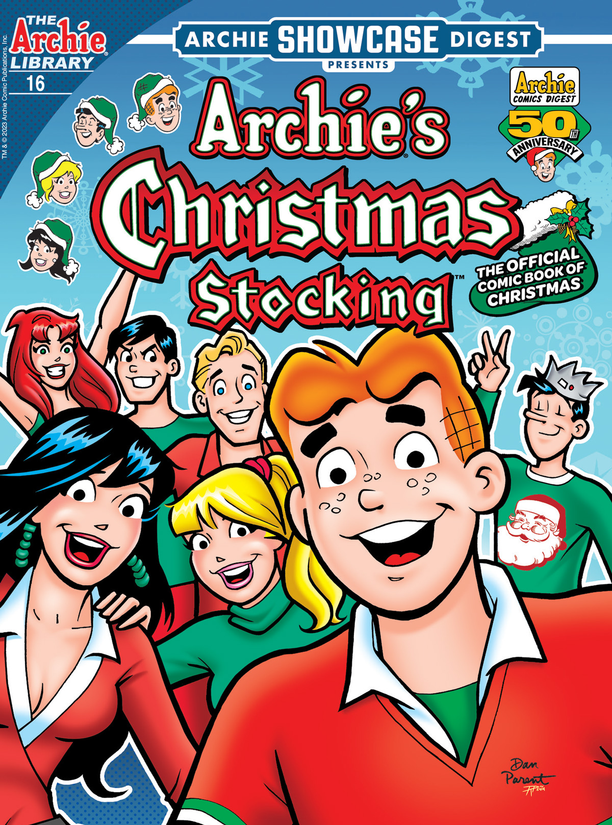 The cover of ARCHIE SHOWCASE DIGEST #16. Archie and all of his friends celebrate Christmas.