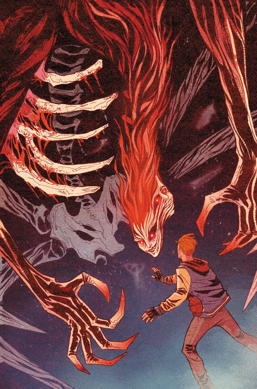 An Archie Comics page. Archie faces off against a skeletal, clawed monster with demonic red eyes and red hari.