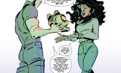 Ralph Hardy, the secret identity of the superhero known as The Jaguar, passes the mystical helmet of his costume to Ivette Velez, the new Jaguar. He tells her that he had to work for the powers but they are her birthright.