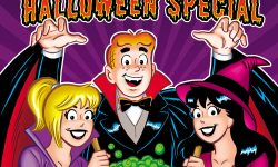 Cover of ARCHIE SHOWCASE DIGEST #20, with a cover blurb reading: Halloween Special. Archie wears a vampire costume, and Betty and Veronica both wear witch costumes. Betty and Veronica stir a witch's cauldron filled with bubbling green liquid.