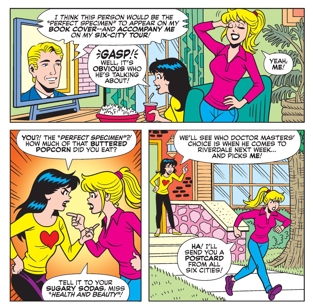 Art from an Archie Comics story featuring Betty, Veronica, and Young Dr. Masters by the subjects of this interview, Steven & Lily Butler.