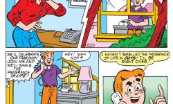 Panels from an Archie Comics story. Betty calls Archie and asks him to go for a walk.