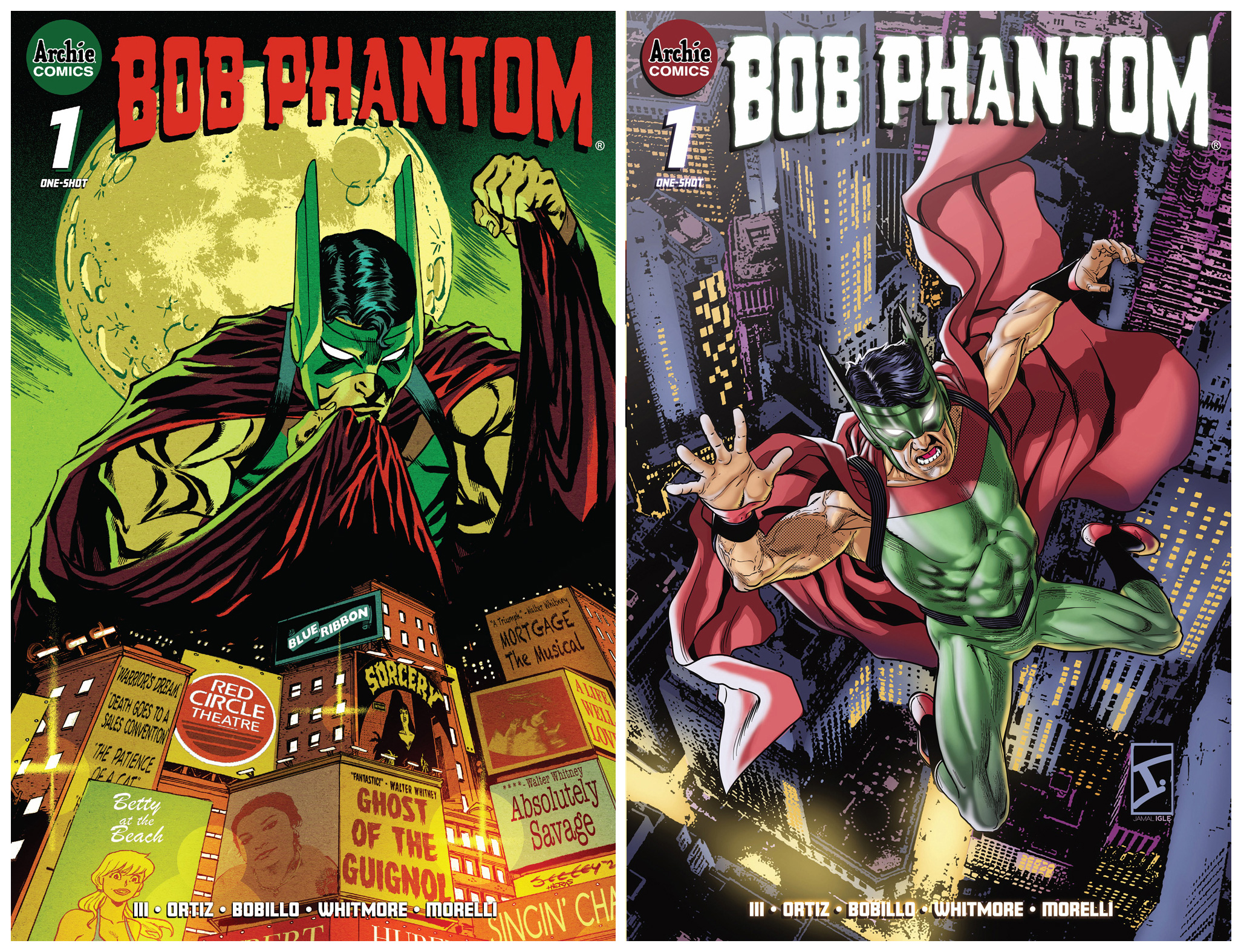 Two variant covers for the BOB PHANTOM #1 comic book from Archie Comics.