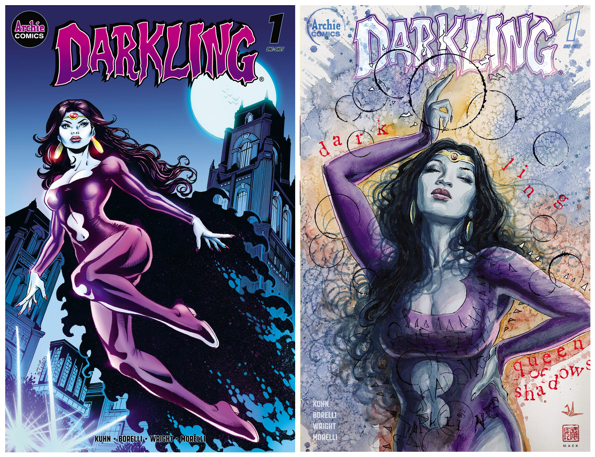 Two variant covers for the DARKLING #1 comic book from Archie Comics.