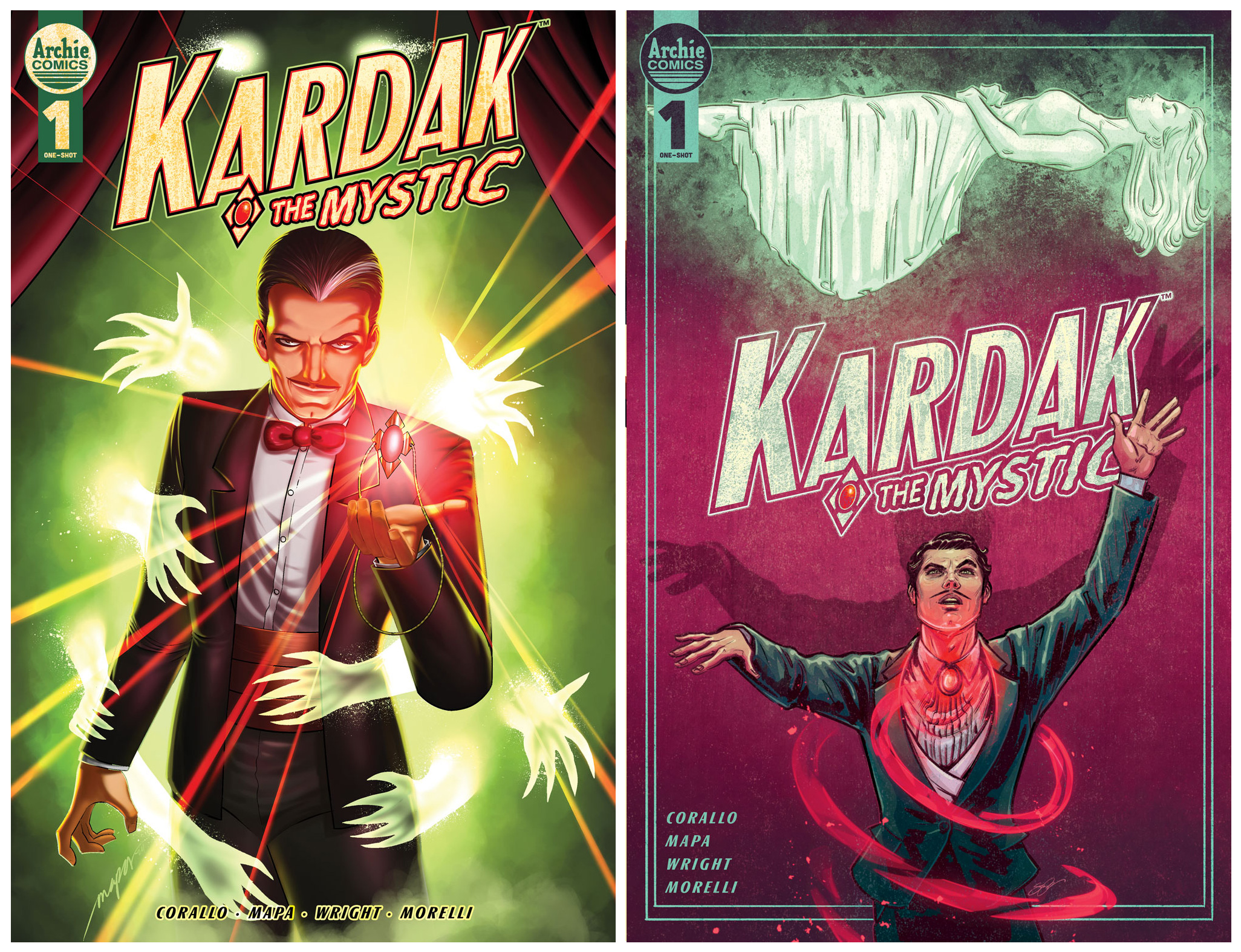 Two variant covers for the KARDAK THE MYSTIC #1 comic book from Archie Comics.