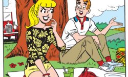 An Archie Comics cartoon. Archie and Betty are sitting under a tree on a picnic. Archie asks her how she could forget to invite the rest of the kids, and Betty has a mischievous smile.