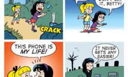 A BITE SIZED ARCHIE comic strip, in which Veronica breaks her smart phone for the third time.