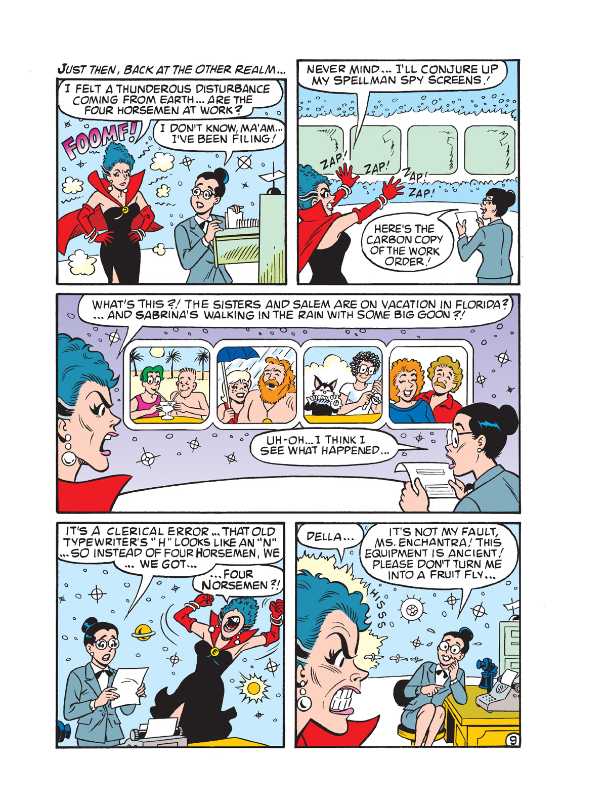 Interior story page from BETTY & VERONICA DIGEST #335 featuring Sabrina the teenage witch and Enchantra.