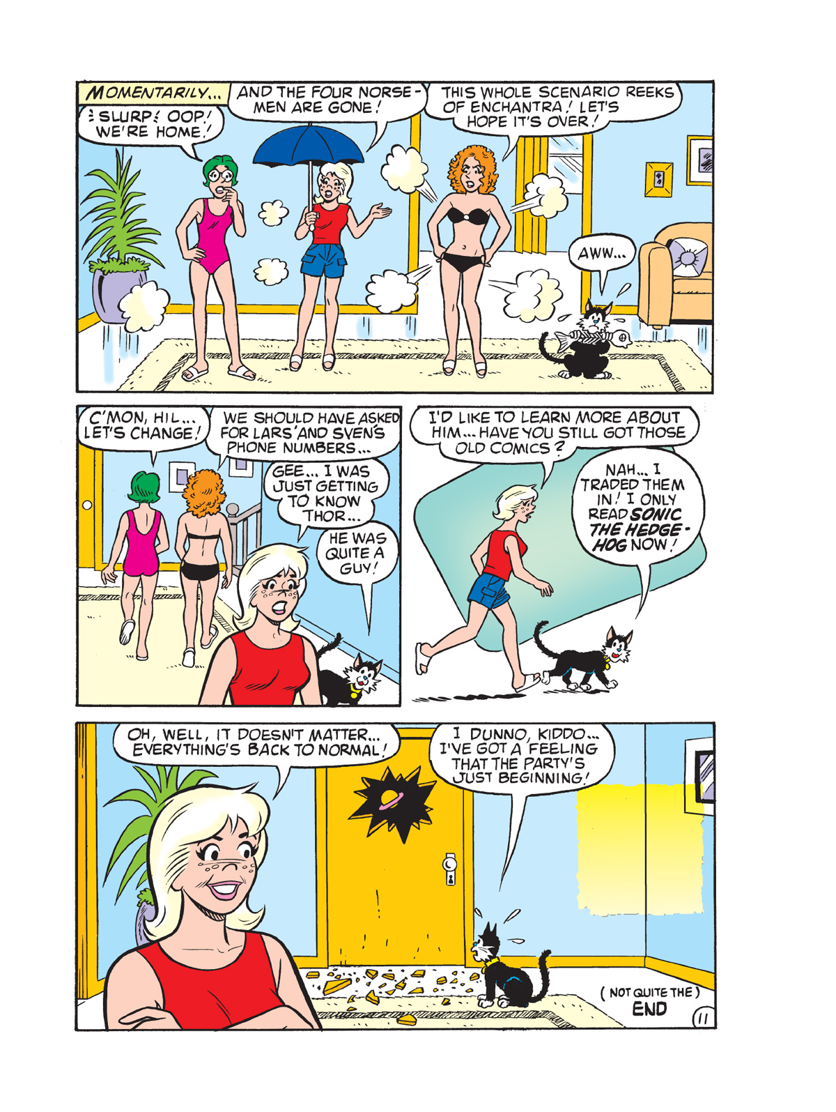 Interior story page from BETTY & VERONICA DIGEST #335 featuring Sabrina the teenage witch and Enchantra.