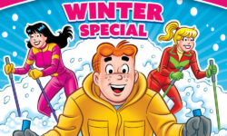 Cover of ARCHIE COMICS DIGEST: WINTER SPECIAL. Archie, Betty, and Veronica are skiing downhill towards the viewer, wearing warm winter gear.