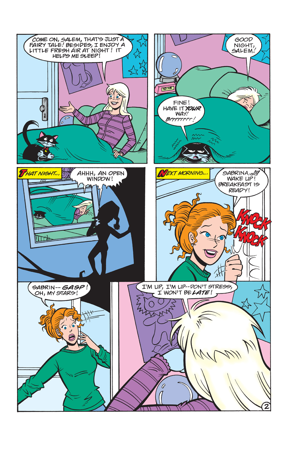 Interior story page from SABRINA THE TEENAGE WITCH: MAGIC UNLEASHED, in which Sabrina gets zapped into a frozen blue state by Jack Frost.