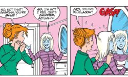 Interior panel from SABRINA THE TEENAGE WITCH: MAGIC UNLEASHED, in which Sabrina gets zapped into a frozen blue state by Jack Frost.